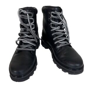 SOREL Lennox‎ Black Leather Weatherproof Lace Up Boot Womens Size 7.5